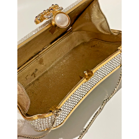 Vintage Judith Leiber Swarovski Crystal Minaudiere Evening Bag With Comb, Mirror - Picture 16 of 16